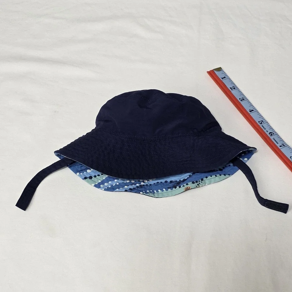 Patagonia Baby Infant Sun Bucket Hat Reversible - Fish Pattern - Size 12mo
